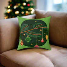 Load image into Gallery viewer, Christmas Green Square Pillow
